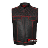 Merciless - Vest with Red Stitch, Piping & Arm Braid