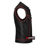 Merciless - Vest with Red Stitch, Piping & Arm Braid