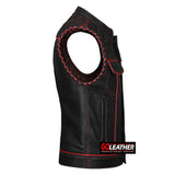 Merciless - Vest with Red Stitch, Piping & Arm Braid