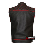Merciless - Vest with Red Stitch, Piping & Arm Braid