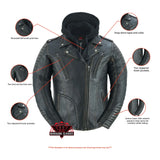 Evergreen Women's  Leather Motorcycle Jacket – Olive