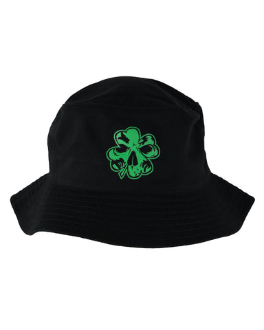 Black Bucket Cap Green Center Clover