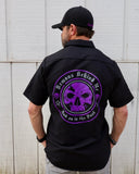 SHORT SLEEVE Men's Embroidered Shop Shirt - Purple Logo