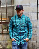 The "Survivor" Teal Flannel (Hidden Snap Collars)