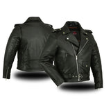 Men's Classic Plain Side Police Style Motorcycle Jacket - Black