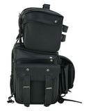 Leather Black PVC Large Four Piece Motorcycle Touring Tail Bag