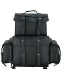 Leather Black PVC Large Four Piece Motorcycle Touring Tail Bag
