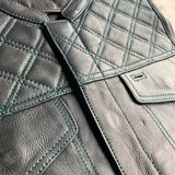 Green Diamond - Men's Club style Leather Motorcycle Vest