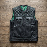 Green Diamond - Men's Club style Leather Motorcycle Vest