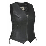 Mae - Ladies Zippered Leather Vest
