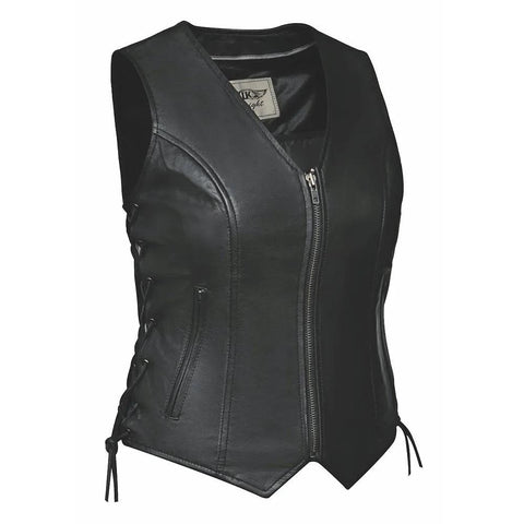 Mae - Ladies Zippered Leather Vest