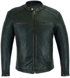 Men's Cruiser Jacket in Lightweight Drum Dyed Distressed Naked - Olive