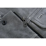 Men's Distressed Gray Cowhide Leather Motorcycle Vest