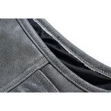 Men's Distressed Gray Cowhide Leather Motorcycle Vest