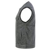 Men's Distressed Gray Cowhide Leather Motorcycle Vest