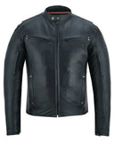 Men's Lightweight Drum Dyed Naked Lambskin Jacket - Black