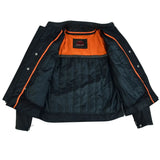 Men's Sporty Lightweight Black Leather Cross Over Jacket