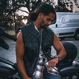 Black Diamond  - Mens Premium Leather Diamond Stitch Club Vest