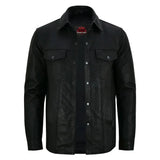 Men's Premium Lightweight Black Leather Shirt