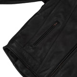 Men's Black Vented Motorcycle Jacket with Plain Sides