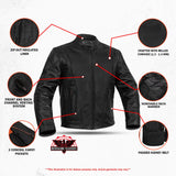 Men's Black Vented Motorcycle Jacket with Plain Sides