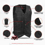 Men's Ten Pocket Utility Black Vest - TALL