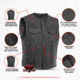 Target Lowcut Men's Leather Motorcycle Vest – Black