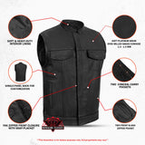 Renegade Classics Pick Black Motorcycle Vest with Smart Access Pockets