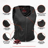 Women's Stylish Open Neck Side Lace Zipper Front Vest