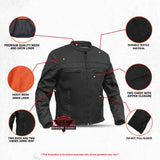 All-Season Men's Textile  Motorcycle Jacket with Reflective Stripes