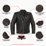 Dawn Rider Men's Premium Black Leather Motorcycle Jacket