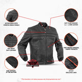 Full Hand Black Leather Motorcycle Jacket