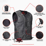 Men's Gray Single Back Panel Smart Access Pockets Vest