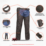 Unisex Four Pockets Insulated Chaps with Stretchable Inner Thigh