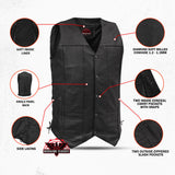 Men's Ten Pocket Utility Black Vest - TALL