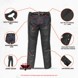 Rider Shield Black leather motorcycle chaps - Black