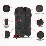 Men's Tall Classic Motorcycle Leather Vest - Black