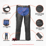 Leather Guard  Unisex leather motorcycle chaps - Black