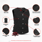 Women's Denim Longer Body ¾ Vest - Side Laces