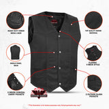 Men's Traditional Motorcycle Denim Vest with Plain Sides