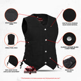 Women's 6 Pocket Denim Utility Vest - Black