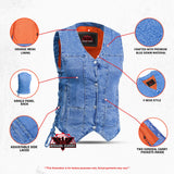 Women's 6 Pocket Denim Utility Vest - Blue