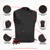 Men's Upgraded All-Black Denim Motorcycle Vest – Smart Access Pockets