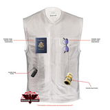 Highway Jack Men's Black Leather Motorcycle Vest Scoop Neck & Snap-Closure Pockets