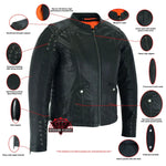 Women's Stylish Jacket with Grommet and Lacing Accents