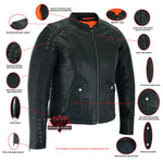 Women's Stylish Jacket with Grommet and Lacing Accents