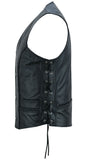 Charlie Men's Black Braided Leather Motorcycle Vest & Lace-Up Sides