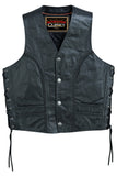 Charlie Men's Black Braided Leather Motorcycle Vest & Lace-Up Sides