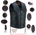 Charlie Men's Black Braided Leather Motorcycle Vest & Lace-Up Sides