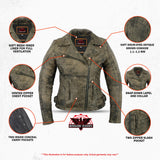 Shen Antique Brown Women's Leather Motorcycle Jacket